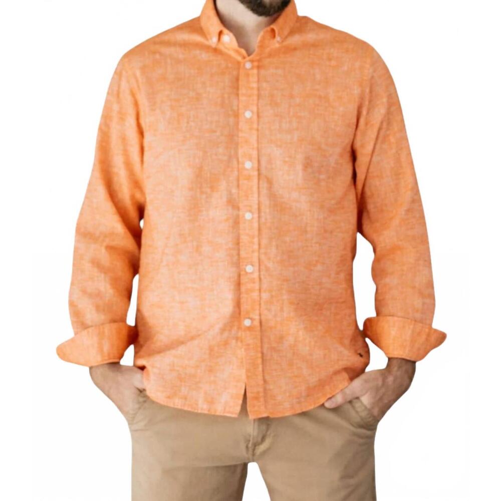 NEW 98 COAST AV. men's linen look shirt in orange